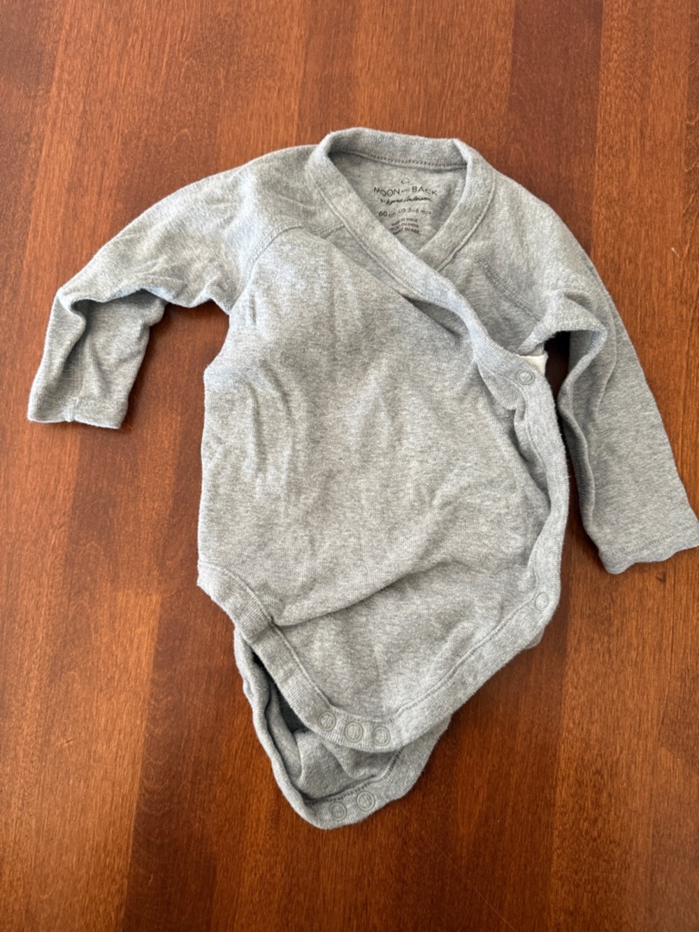 Hanna Andersson Gray Wrap-Front Long Sleeve Baby Bodysuit